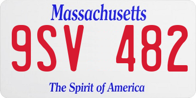 MA license plate 9SV482