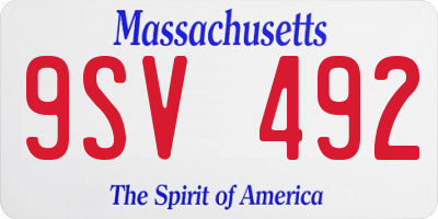 MA license plate 9SV492
