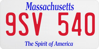 MA license plate 9SV540