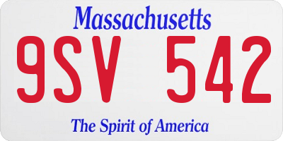 MA license plate 9SV542