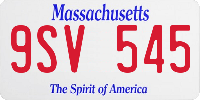 MA license plate 9SV545