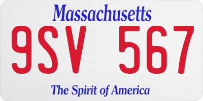 MA license plate 9SV567