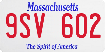 MA license plate 9SV602