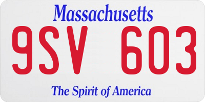 MA license plate 9SV603