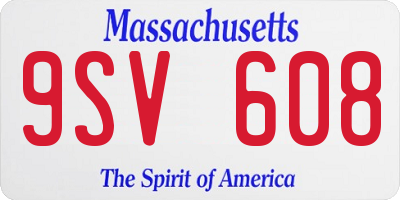 MA license plate 9SV608