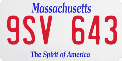 MA license plate 9SV643