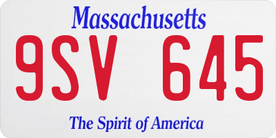 MA license plate 9SV645