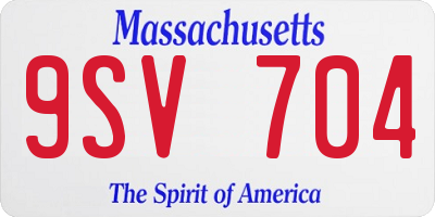 MA license plate 9SV704
