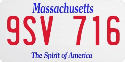 MA license plate 9SV716