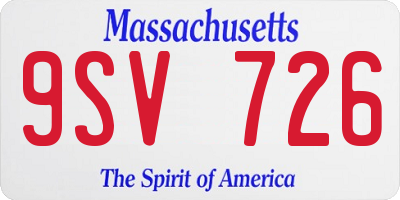 MA license plate 9SV726