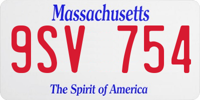 MA license plate 9SV754