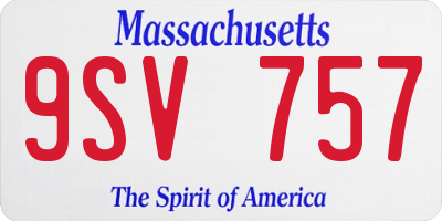 MA license plate 9SV757