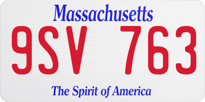 MA license plate 9SV763