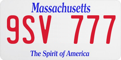 MA license plate 9SV777
