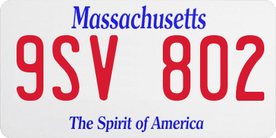 MA license plate 9SV802