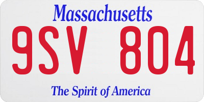 MA license plate 9SV804
