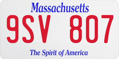 MA license plate 9SV807