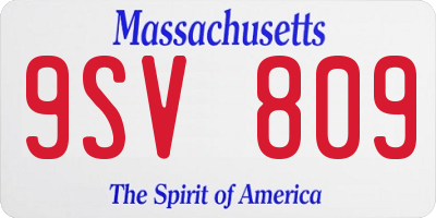 MA license plate 9SV809