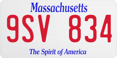 MA license plate 9SV834