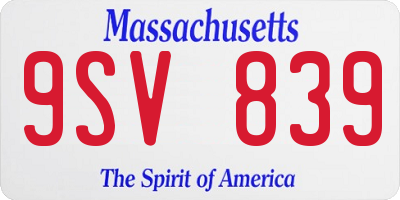 MA license plate 9SV839