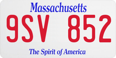 MA license plate 9SV852
