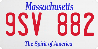 MA license plate 9SV882