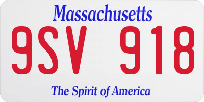 MA license plate 9SV918