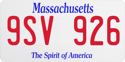 MA license plate 9SV926