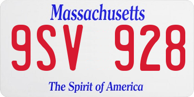 MA license plate 9SV928