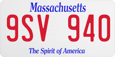 MA license plate 9SV940