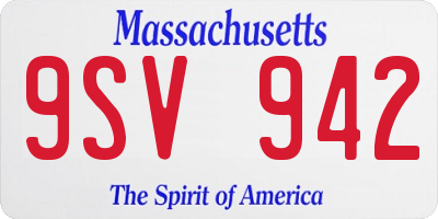 MA license plate 9SV942