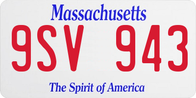 MA license plate 9SV943