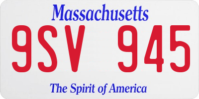 MA license plate 9SV945