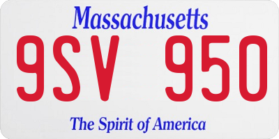 MA license plate 9SV950