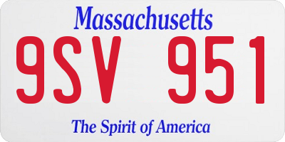 MA license plate 9SV951