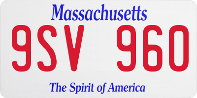 MA license plate 9SV960