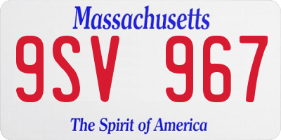 MA license plate 9SV967