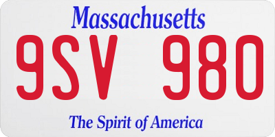 MA license plate 9SV980