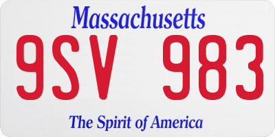 MA license plate 9SV983