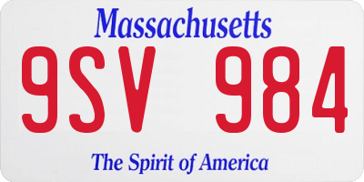 MA license plate 9SV984