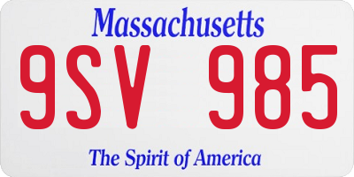 MA license plate 9SV985