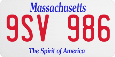 MA license plate 9SV986