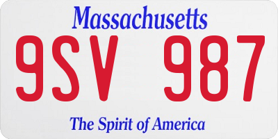 MA license plate 9SV987