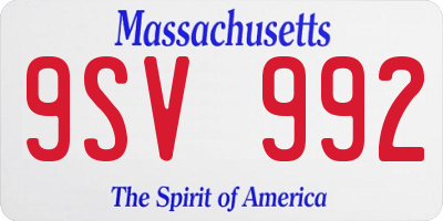 MA license plate 9SV992