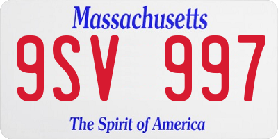 MA license plate 9SV997