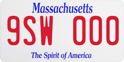 MA license plate 9SW000