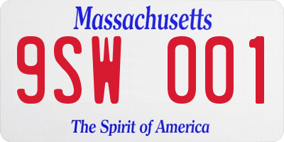 MA license plate 9SW001