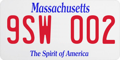 MA license plate 9SW002