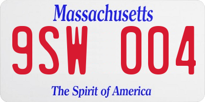 MA license plate 9SW004