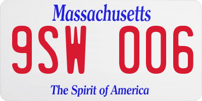 MA license plate 9SW006
